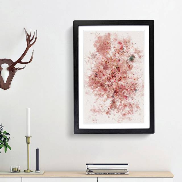 Cherry Blossom Watercolour - Picture Frame Graphic Art - Black Framed (87cm H x 62cm W x 2cm D)