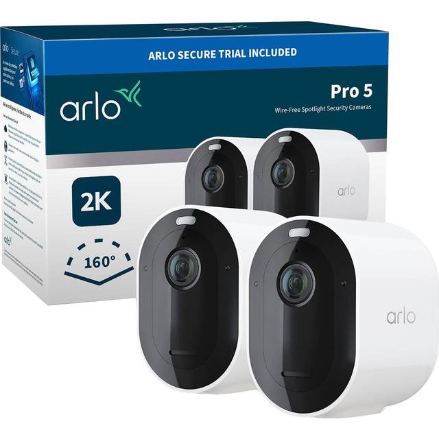 Arlo Pack of 2 Smart Surveillance Cameras Pro 5 Spotlight Indoor Outdoor White
