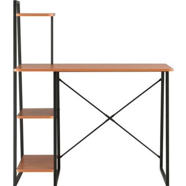 Vidaxl Desk With Shelving Unit Black And Brown 102X50X117 Cm, Brown