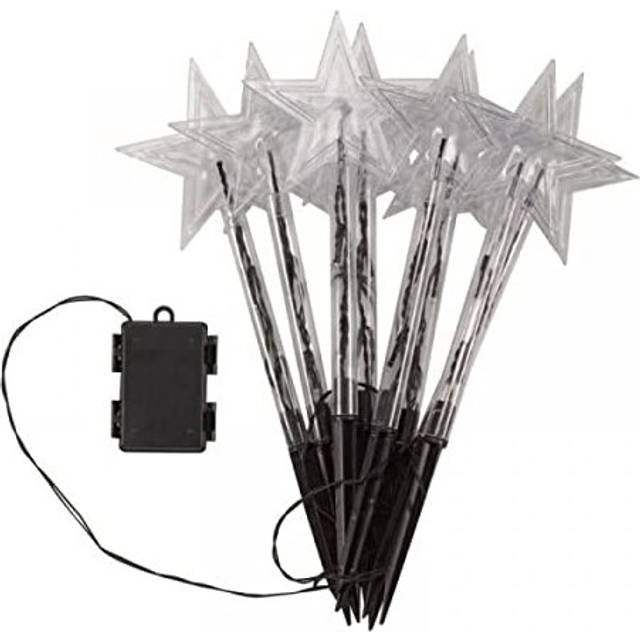 Set of 8 Star DÃ©cor Stakes Light Up 35cm Garden Path Patio 24 LEDs Outdoor