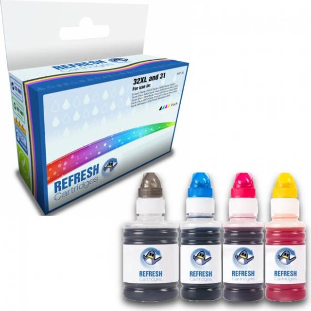 Compatible Everyday Valuepack of 32XL and 31 (1VV24AE/1VU26AE/1VU27AE/1VU28AE) 4x Replacement Ink Cartridge Bottles for HP Printers