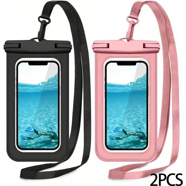 2-pack universellt vattentätt telefonfodral - vattentätt fodral kompatibelt med 14 13 12 11 Pro Max XS Plus Galaxy mobiltelefon upp till 7,0" IPX8 vat - Multifärgad