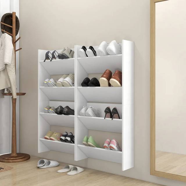 Wall Shoe Cabinets 4 pcs Engineered Wood - White (16)