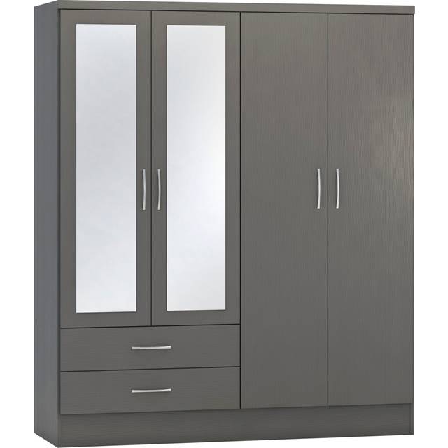 Cascio 4 Door Wardrobe - 3D Grey (182.5cm H X 154cm W X 52cm D)