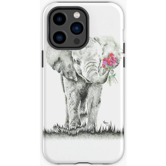 Phone Case 'Elephant with Flowers' Original Artwork for iPhone Samsung 14 13 12 11 Plus Pro Max Galaxy S23 S22 Ultra Note 20 10