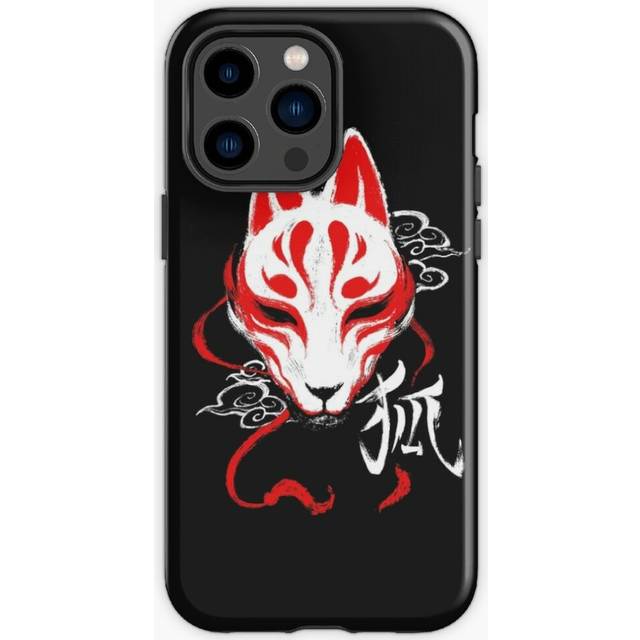 Phone Case Kitsune Mask - Japanese Traditional Fox - Kanji Ink for iPhone Samsung 14 13 12 11 Plus Pro Max Galaxy S23 S22 Ultra Note 20 10