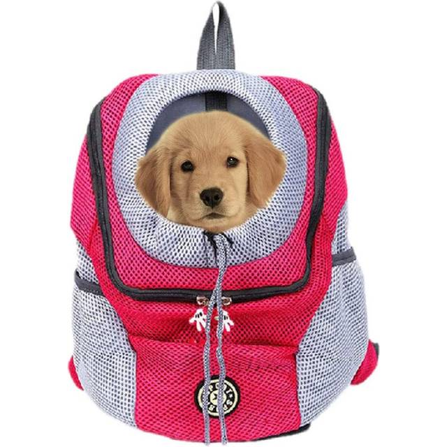 (Red, L) Pet Dog Shoulder Bag Small Dog Travel Mesh Backpack Breathable Portable Outbound Travel Pet Bag