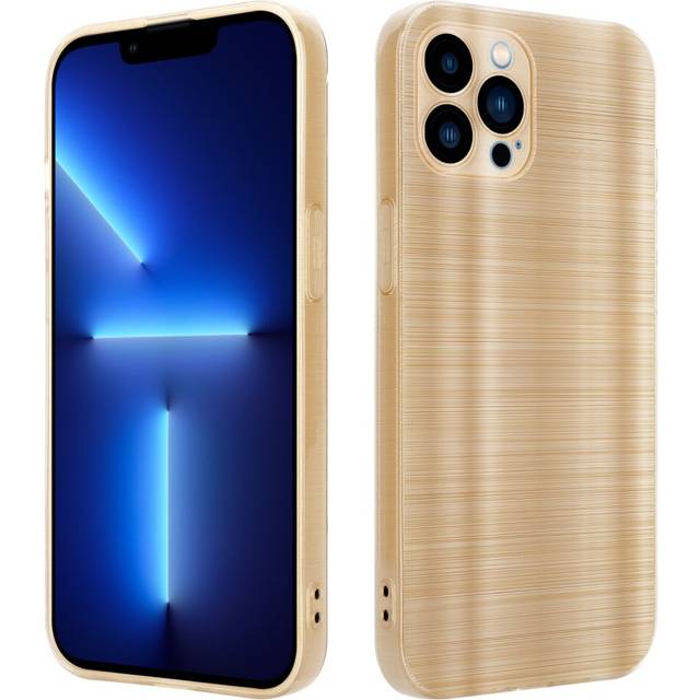 (Brushed Gold) Cadorabo Case for Apple iPhone 13 PRO MAX Protective Cover made of flexible TPU Etui silicone in brushed design