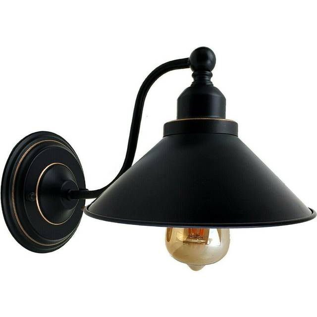 Vintage Industrial Wall Lamp Retro Light E27 Black Sconce Lamp Fixture UK (21cm H X 22cm W X 30cm D)