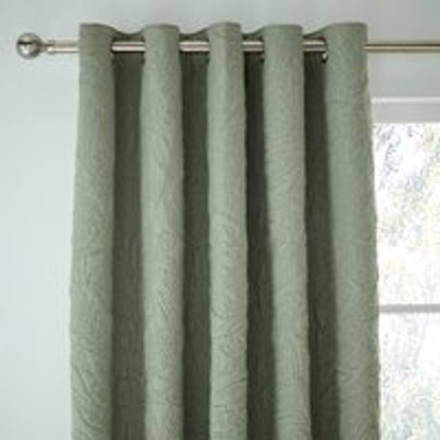 Filey Leaf Blackout Eyelet Curtains - Sage