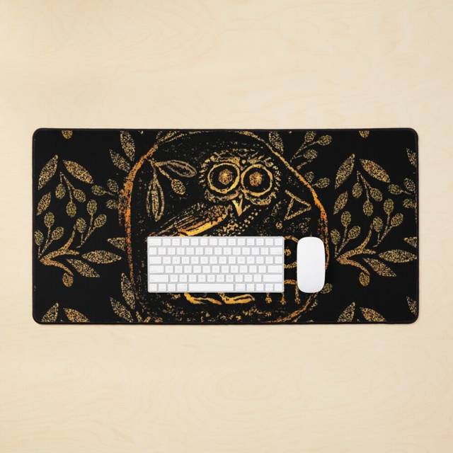 Desk Mat The owl and the olive Large Gaming Mouse Pad 35x16 inch