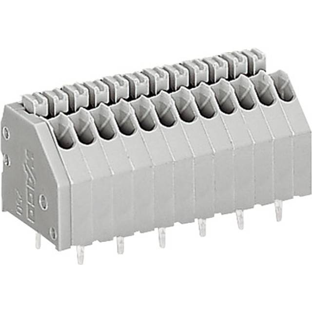 WAGO 250-403 3 Pole 2.5mm 4A 45° Push Button PCB Terminal Block Grey