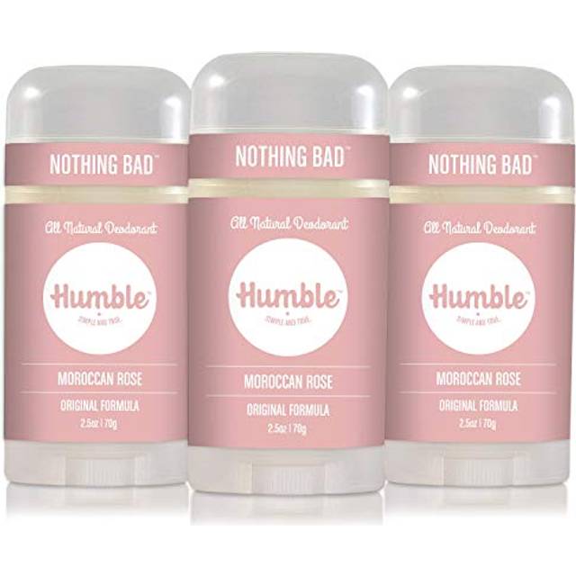 HUMBLE BRANDS Original Formula Aluminum-free Deodorant. Long Lasting Odor Control with Baking Soda and Essential Oils  Moroccan Rose  2.5 oz  3 Pack