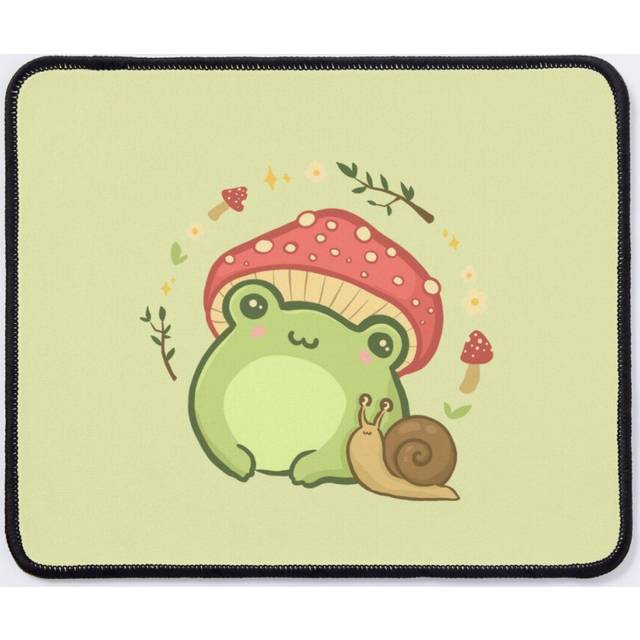 Mouse Pad Super Cute Kawaii Frog with Toadstool Mushroom and Snail: A Cottagecore Aesthetic 11.8 x 9.8 inch Computer Mat Gaming Office Mousepad