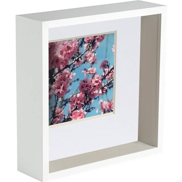 8" x 8" White 3D Deep Box Photo Frame - with 4" x 4" Mount