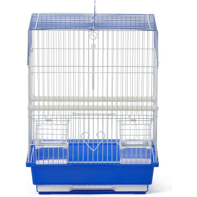 Prevue Pet Products Flat Top Economy Parakeet and Small Bird Cage with White Wire  Blue Plastic Base with Removable Tray