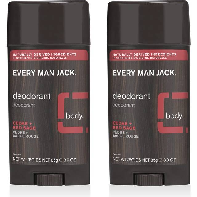 Every Man Jack Cedar + Red Sage Mens Deodorant - Aluminum Free Deodorant - 24-Hour Odor Protection w/Naturally Derived Ingredients - 3oz (2 Pack)