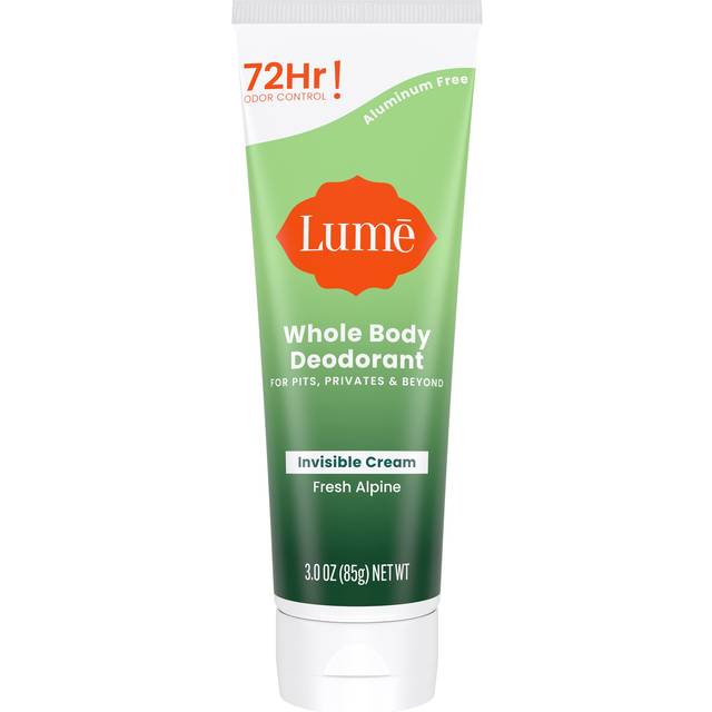 Lume Whole Body Deodorant - Invisible Cream Tube - 72 Hour Odor Control - Aluminum Free  Baking Soda Free  Skin Safe - 3.0 ounce (Fresh Alpine)
