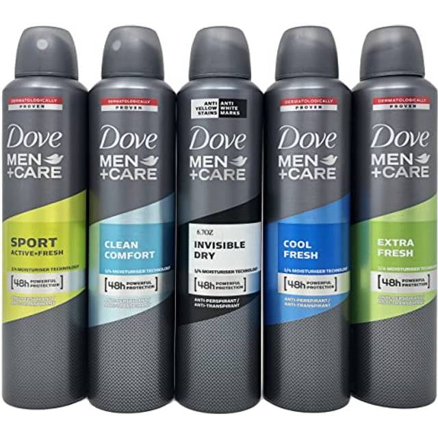 Dove Men + Care Antiperspirant Spray Variety Set  Sport  Clean Comfort  Invisible Dry  Cool Fresh and Extra Fresh Scents  8.45 Ounce  5 Count
