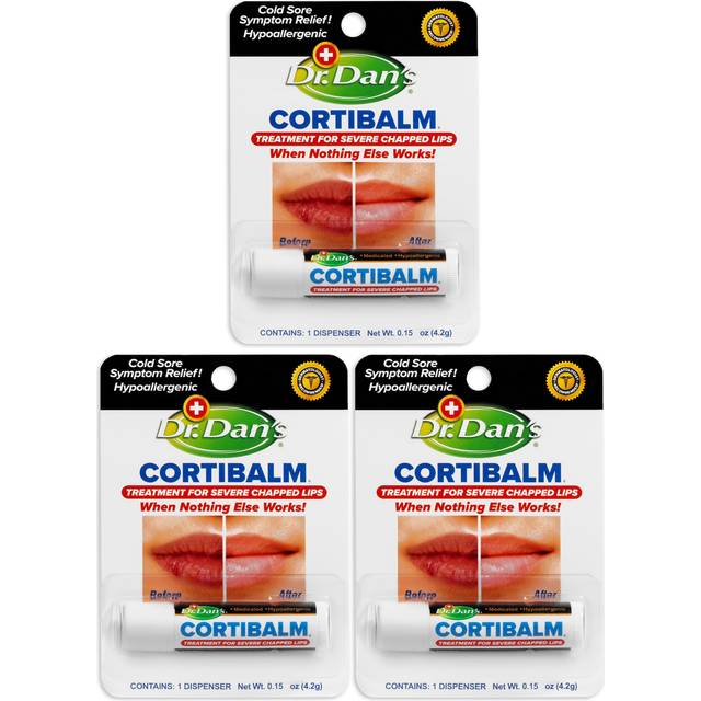 Dr. Dan's Cortibalm- 3 Pack - for Dry Cracked Lips - Healing Lip Balm for Severely Chapped Lips - Designed for Men  Women and Children