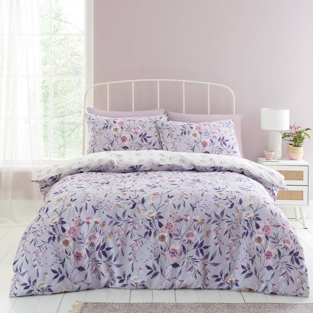 Catherine Lansfield Isadora Floral Duvet Cover Bedding Set Lilac - Purple