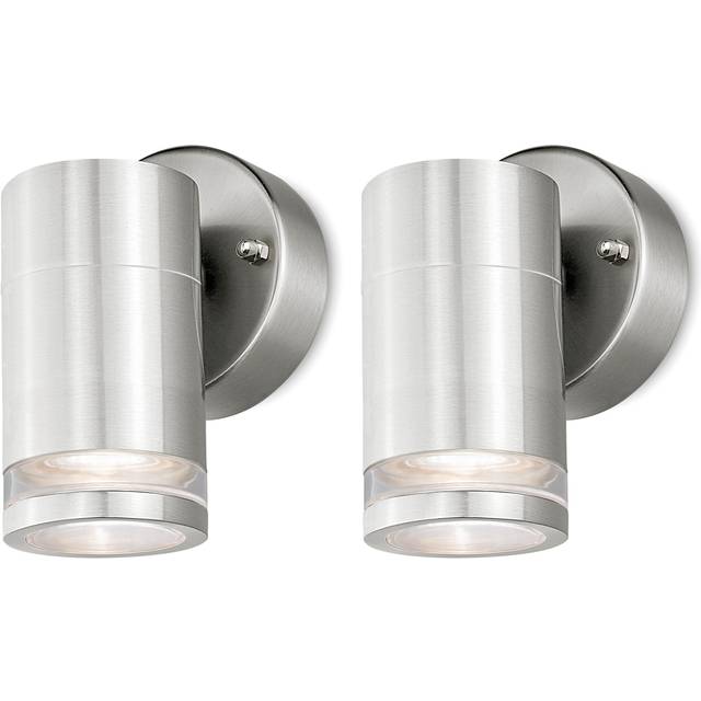 4lite Marinus GU10 Single Direction Outdoor Wall Light without PIR - Stainless Steel (Pack of 2)