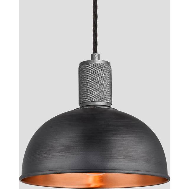 Knurled Dome Pendant Light - 8 Inch - Pewter & Copper