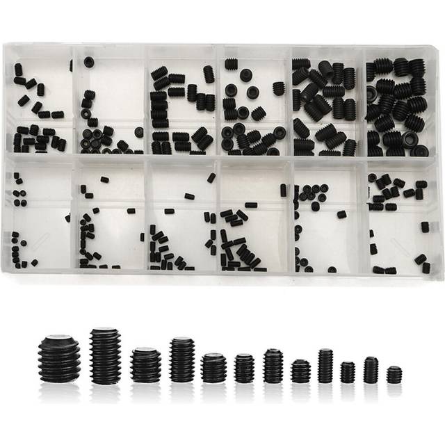 240Pcs M3-M8 Grub Screw Carbon Steel Hex Socket Allen Head Set Screw