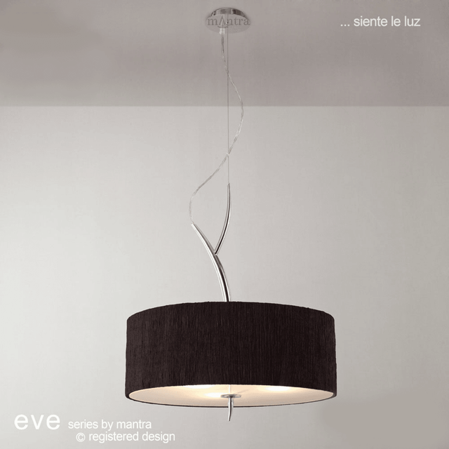 Mantra M1133/BS Eve Pendant 3 Light E27 Polished Chrome Black Round Sh