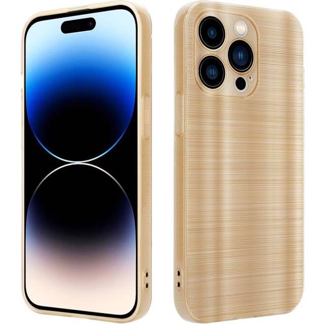 (Brushed Gold) Cadorabo Case for Apple iPhone 14 PRO MAX Protective Cover made of flexible TPU Etui silicone in brushed design