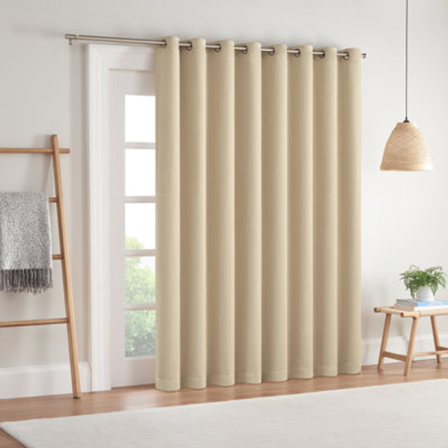 "Eclipse Darrell Thermaweave Blackout Grommet Extra Wide 84"""""""" x 100"""""""" Sliding Patio Door Curtain Panel in Wheat"
