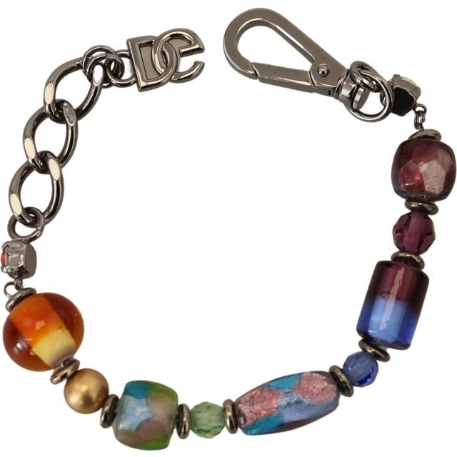 Multicolor Beaded Silver Chain Bracelet