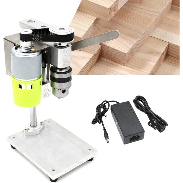 Mini Drill Press for Bench Drilling Machine Variable Speed Drilling Chuck 1.5-10mm For DIY Wood Silver US Plug