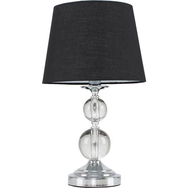 Minisun - Gatto Modern Polished Chrome & Acrylic Ball Touch Table Lamp with Black Tapered Light Shade