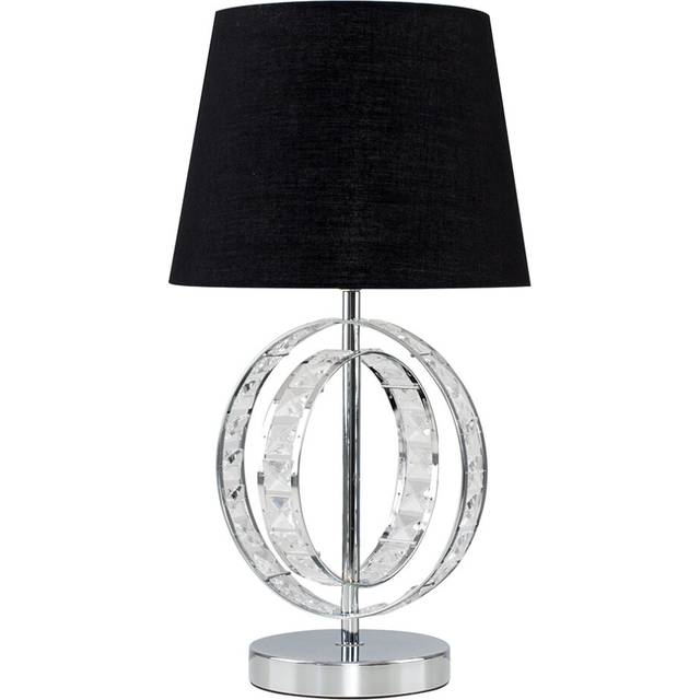 Rothwell Double Hoop Table Lamp Black Tapered Shade - Silver - One Size