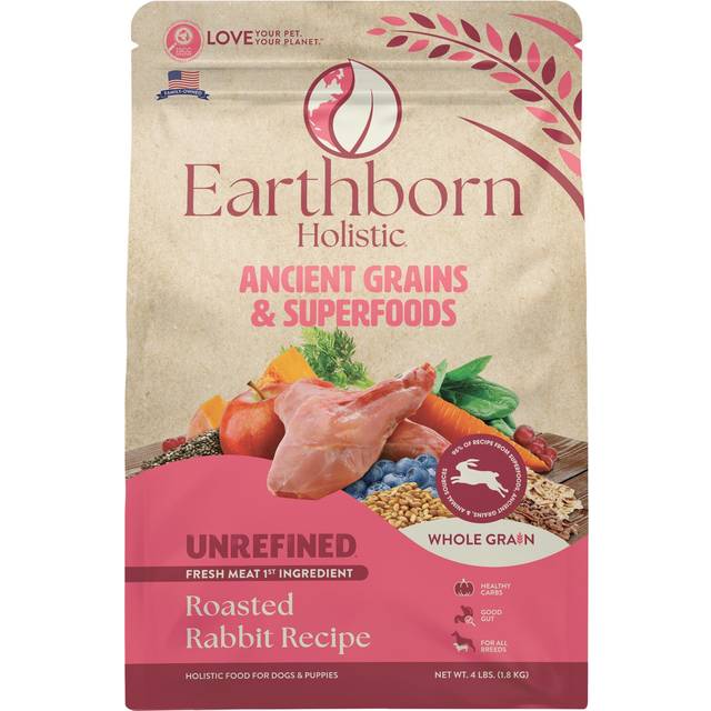Earthborn Holistic Unrefined Dry Dog Food with Ancient Grains Roasted Rabbit 4 lbs