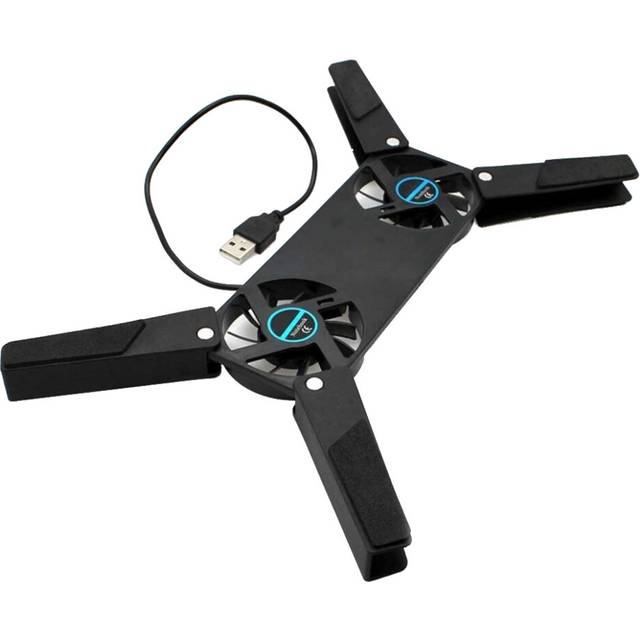 2PCS  Laptop Desk Support Dual Cooling Fan Notebook Computer Stand Foldable USB Rack Holder Black
