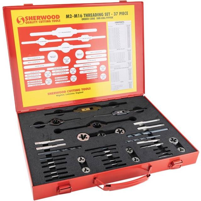 Sherwood M2-M16 37-Pce HSS Threading Set in Case