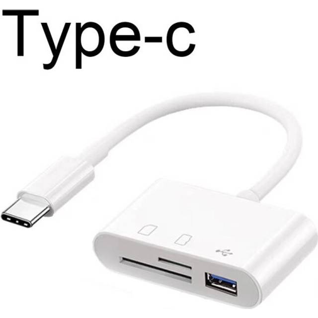 (White) Type-C Adapter TF CF SD Memory Card Reader Writer Compact Flash USB-C