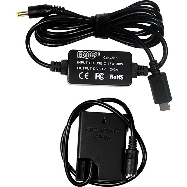 Hqrp Usb-c Dc Converter For Nikon Digital Camera, Ep-5a En-el14 Ac Adapter Cord