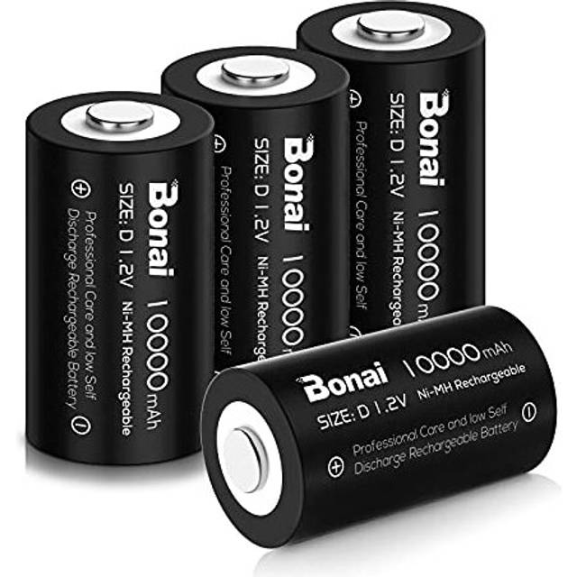 D Rechargeable Batteries 10,000mAh 1.2V Ni-MH High Capacity High Rate Size D Batteries(4 pack)