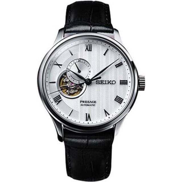 Men's SEIKO Watch PRESAGE Series Japan White Dial Belt Business 4R Movement Automatic / Mechanical Watch SSA379J1 - Silver - F
