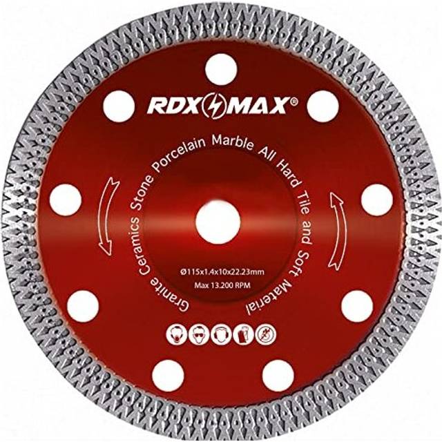 RDXMAX  115mm Diamond Cutting Discs for Angle Grinder |Super Thin Fast, Clean Cut on Porcelain, Granite, Marble, Concrete, Tiles, Stones, Bricks and