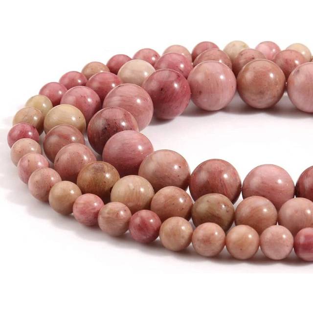 HAAMIIQII 60pcs 6mm Natural Rhodochrosite Beads Round Loose Gemstone B