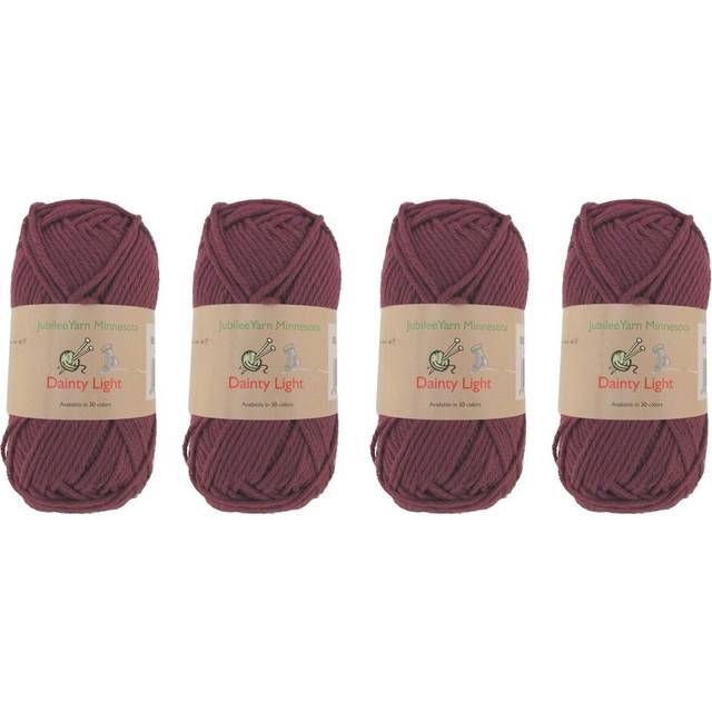 JubileeYarn Dainty Light Yarn - Worsted Weight Cotton - 100g/Skein - 003 Plum Raisin - 4 Skeins