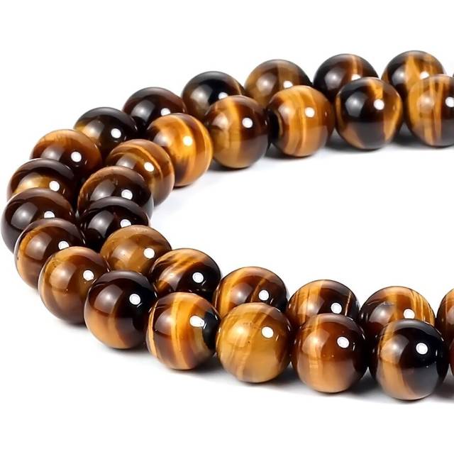 HAAMIIQII 35pcs 10mm Natural Yellow Tiger Eye Beads Round Loose Gemstone Beads for Jewelry Making DIY Bracelet Necklace