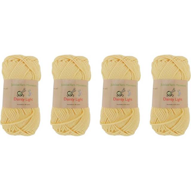 JubileeYarn Dainty Light Yarn - Worsted Weight Cotton - 100g/Skein - 506 Light Yellow - 4 Skeins
