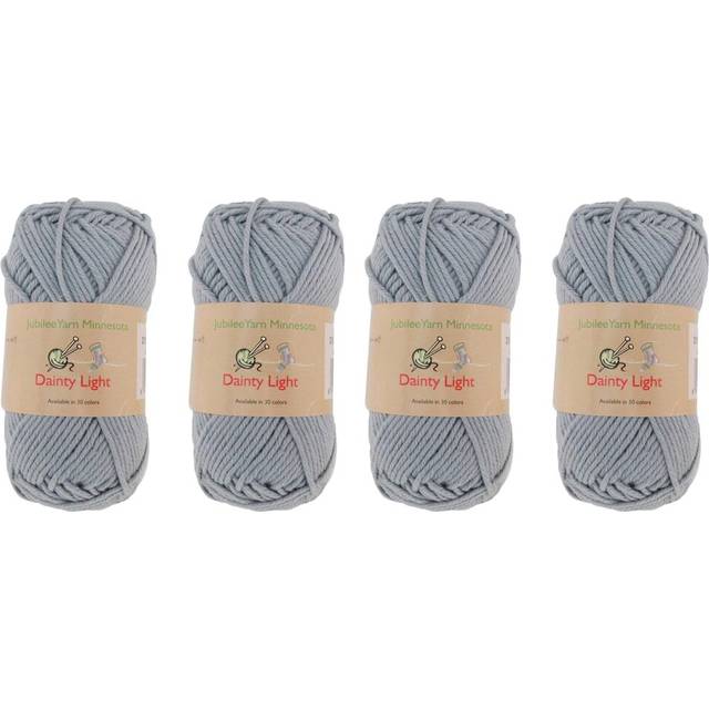 JubileeYarn Dainty Light Yarn - Worsted Weight Cotton - 100g/Skein - 310 Sterling Grey - 4 Skeins