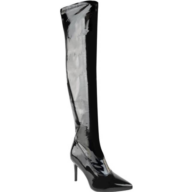 Where's That From Womens Lexi Over The Knee Boots With Stiletto Heels - Black Patent - Size UK 3