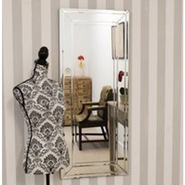 MirrorOutlet Langley All Glass Modern Bevelled Dress Mirror 120 X 50 Cm, Silver